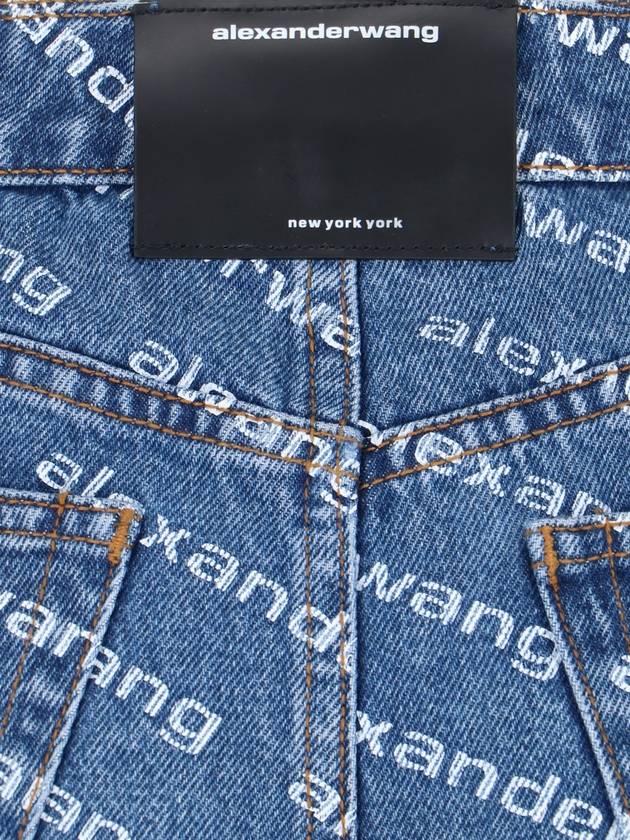 Byte Logo Monogram Denim Shorts Blue - ALEXANDER WANG - BALAAN 4