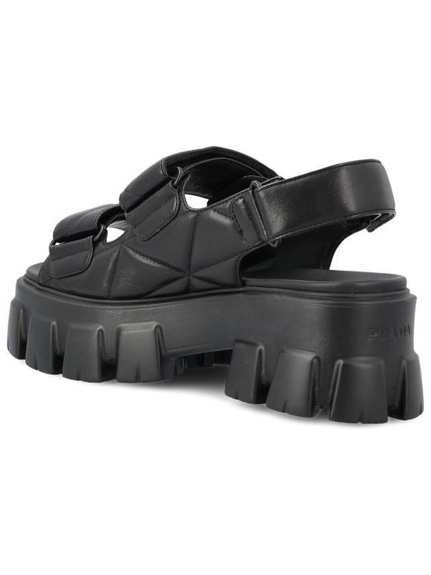 Logo Monolith Sandals Black - PRADA - BALAAN 4