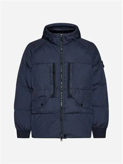 Garment Dyed Crinkle Reps Recycled Nylon Hoodie Padding Navy - STONE ISLAND - BALAAN 2