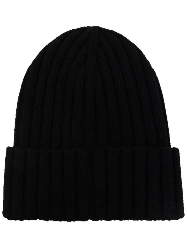 Logo Patch Wool Beanie Black - MONCLER - BALAAN 4