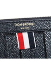 Logo Striped Pebbled Leather Clutch Bag Black - THOM BROWNE - BALAAN 6