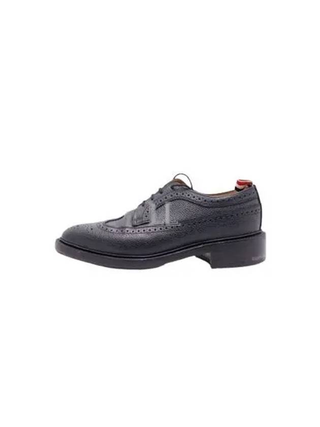 Men's Three Stripes Tab Pebble Grain Long Wing Sole Brogue Black - THOM BROWNE - BALAAN 2