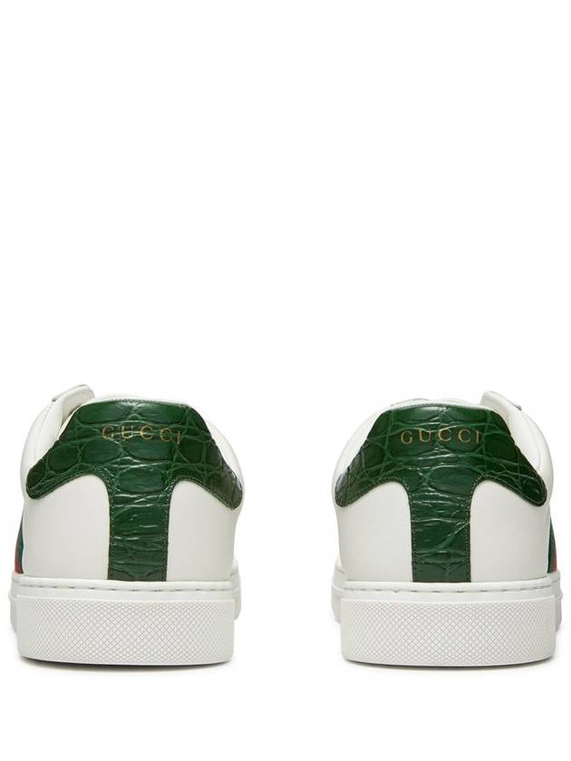 Ace Web Leather Low Top Sneakers White - GUCCI - BALAAN 4