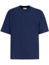 Crew Neck Short Sleeve T-Shirt Blue Marine - MARNI - BALAAN 3