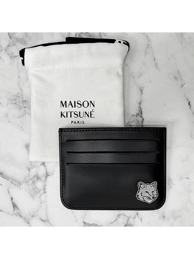 Fox Head Leather Card Wallet Black - MAISON KITSUNE - BALAAN 3