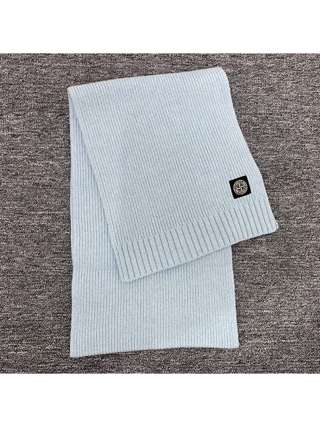 Kids Logo Patch Wool Cashmere Muffler Sky Blue 7916N02Z3 V0041 - STONE ISLAND - BALAAN 2