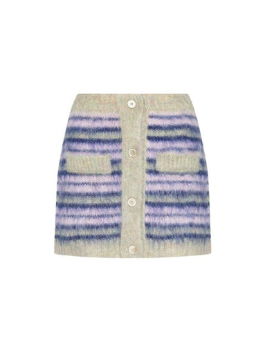 Striped Mohair A-Line Skirt Grey - MARNI - BALAAN 1