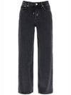 Drawstring Straight Jeans Black - GANNI - BALAAN 2