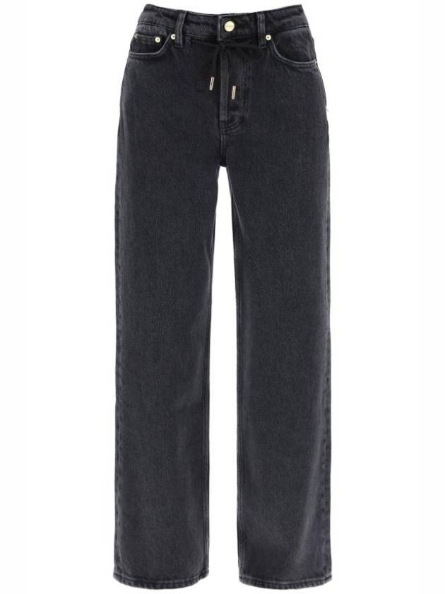 Drawstring Straight Jeans Black - GANNI - BALAAN 2