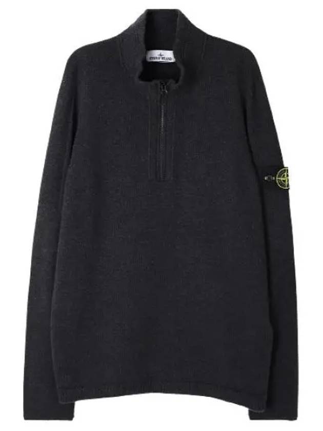 Wappen Patch Lambswool Half-Zip Knit Top Grey - STONE ISLAND - BALAAN 2