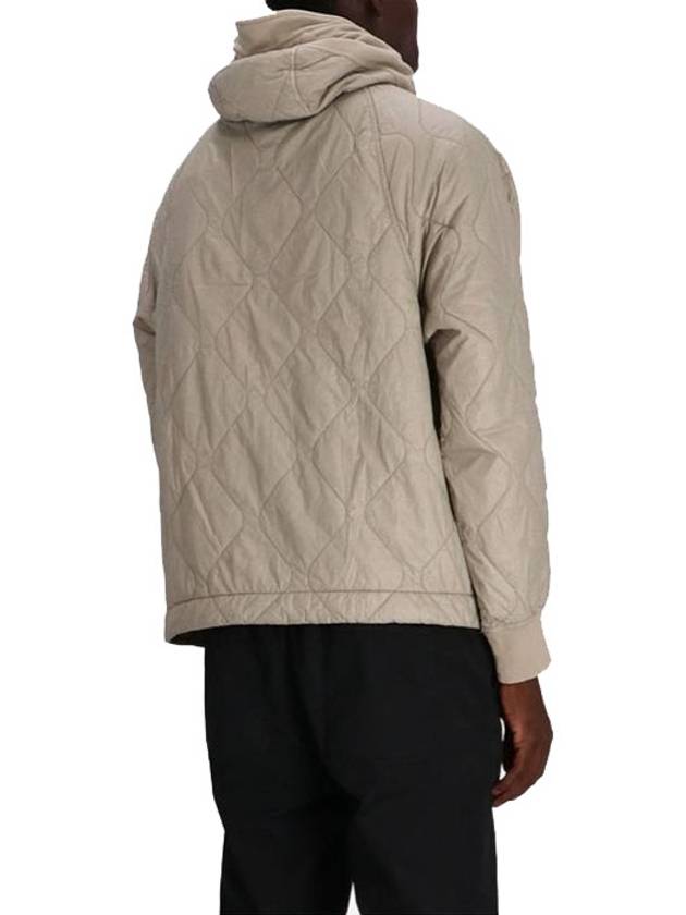 Diagonal Raised Fleece Mixed Quilted Zip Up Hoodie Beige - CP COMPANY - BALAAN 5