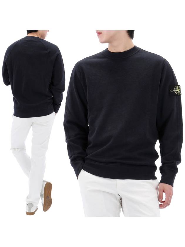 Cotton Crew Neck Sweatshirt Navy - STONE ISLAND - BALAAN 2