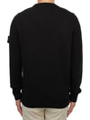 Logo Patch Lambswool Crewneck Knit Top Black - STONE ISLAND - BALAAN 4