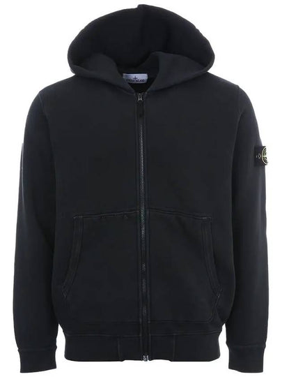 Logo Patch Zip-Up Hoodie Black - STONE ISLAND - BALAAN 2