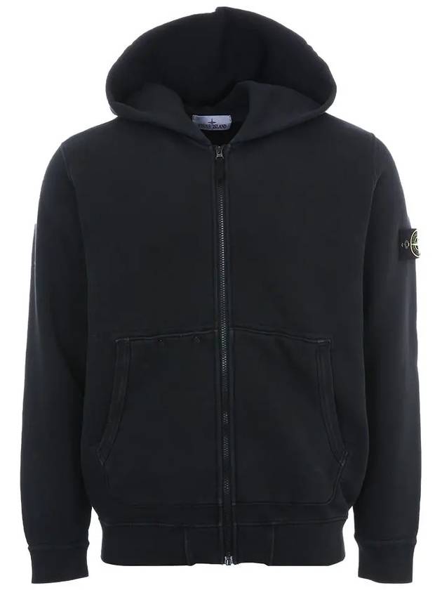 Logo Patch Zip-Up Hoodie Black - STONE ISLAND - BALAAN 3