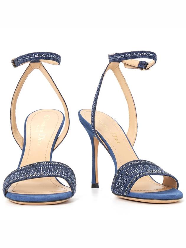 Dway Embroidered Cotton Sandals Heels Royal Blue - DIOR - BALAAN 4