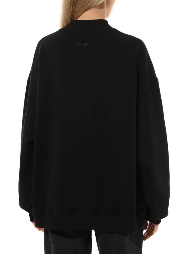 Quote Rhinestone Logo Jersey Sweatshirt Black - MSGM - BALAAN 6