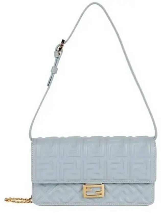 FF Baguette Nappa Leather Long Wallet Light Blue - FENDI - BALAAN 2