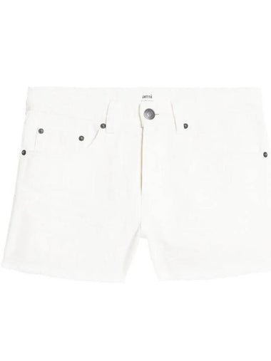 Straight Denim Shorts Natural White - AMI - BALAAN 1