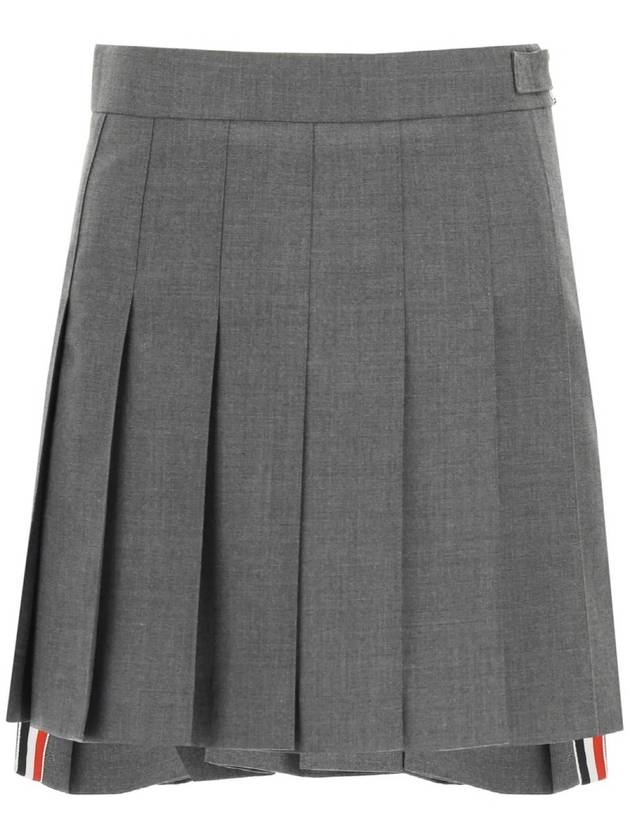 RMB Wool Mini Pleated Skirt Grey - THOM BROWNE - BALAAN 2