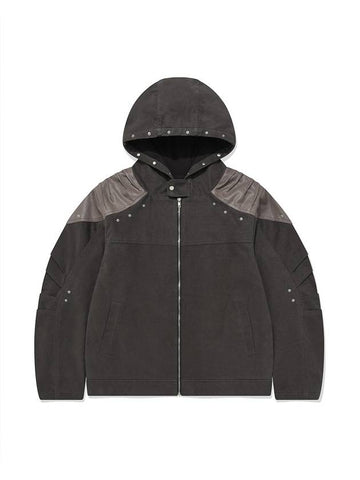 Armor Hooded Jacket Unisex Chin Rivet Jacket Gray - PHOS333 - BALAAN 1