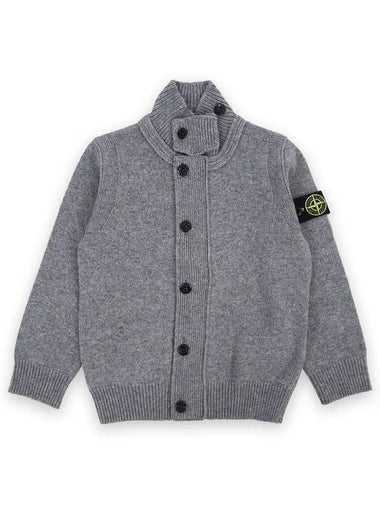 Kids Wappen Patch Full Zip Up Knit Cardigan Dark Grey - STONE ISLAND - BALAAN 1