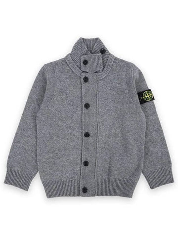 Kids Waffen Patch Full Zip Up Knit Cardigan Dark Grey - STONE ISLAND - BALAAN 1