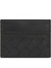 Intrecciato Leather Credit Card Case Black - BOTTEGA VENETA - BALAAN 2