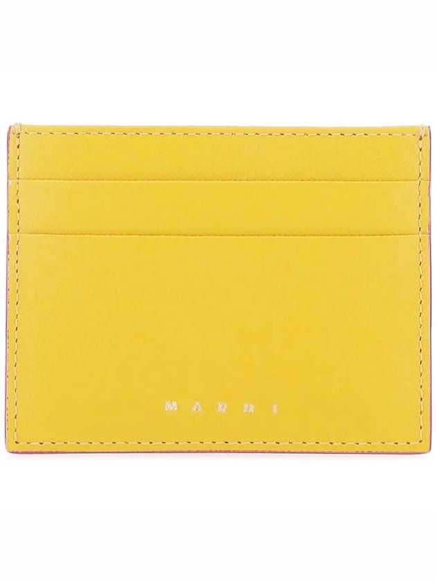 Logo Saffiano Card Wallet Yellow - MARNI - BALAAN 3