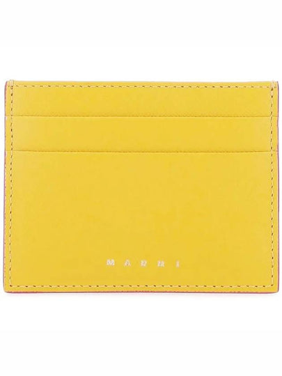 Logo Saffiano Card Wallet Yellow - MARNI - BALAAN 2