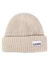 Logo Patch Knit Beanie Sand - GANNI - BALAAN 2