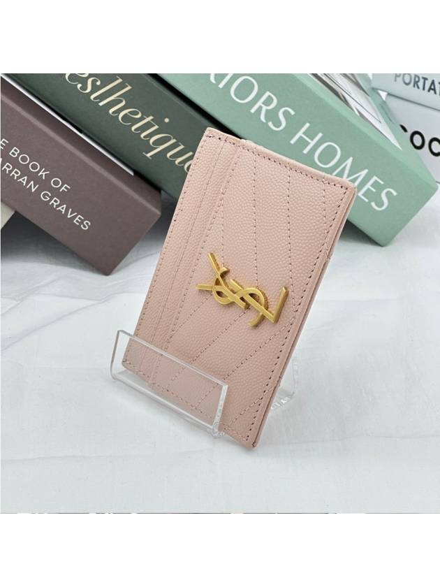 Gold Hardware Matelasse Caviar Leather Card Wallet Pale Pink - SAINT LAURENT - BALAAN 11