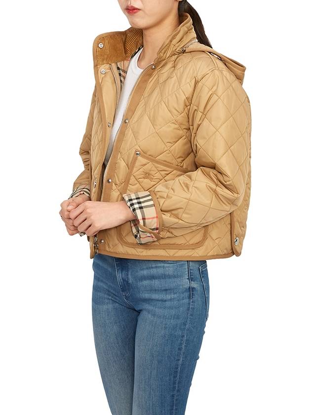 Women's Cropped Quilted Hoodie Jacket Archives Beige - BURBERRY - BALAAN 7