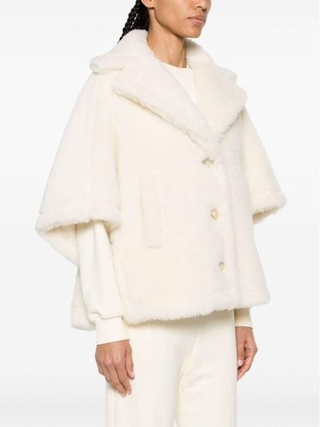 Women's Aleggio Teddy Fabric Short Fur Jacket White - MAX MARA - BALAAN 4