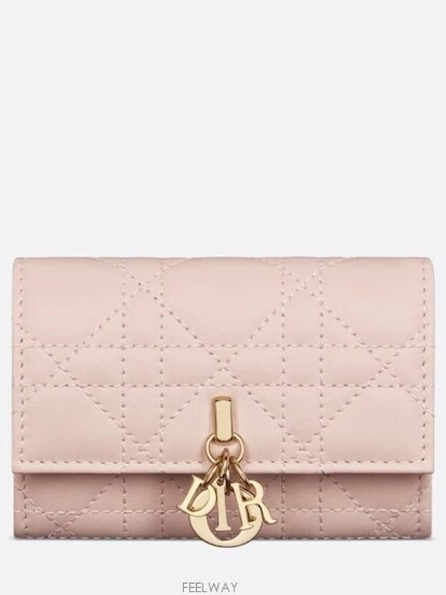 XS Lady Cannage Lambskin Half Wallet Powder Pink - DIOR - BALAAN 2