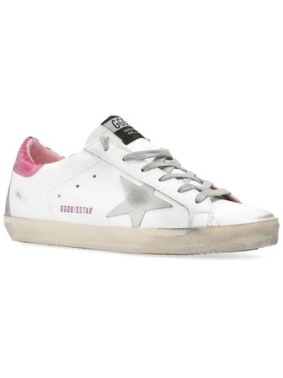 Women's Suede Superstar Glitter Pink Tab Leather Low Top Sneakers White - GOLDEN GOOSE - BALAAN 2