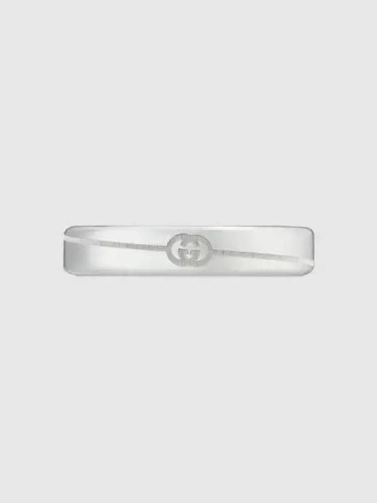 Diagonal Interlocking G Thin 925 Sterling Silver Ring Silver - GUCCI - BALAAN 1