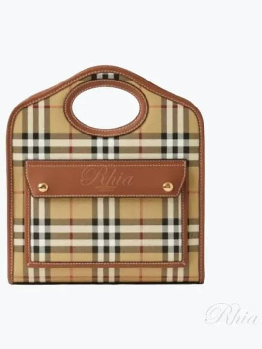 Check Mini Pocket Tote Bag Beige - BURBERRY - BALAAN 2