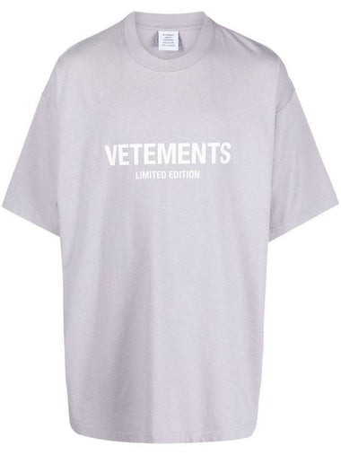 Men's Logo Print Short Sleeve T-Shirt Grey - VETEMENTS - BALAAN 1