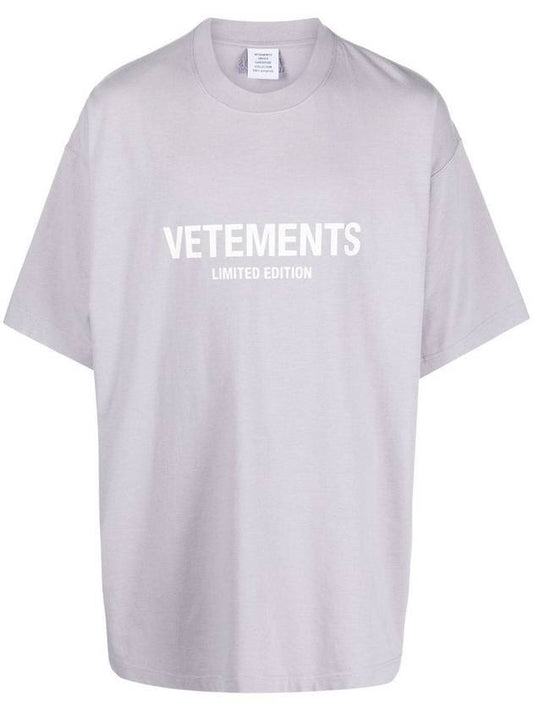 Men's Logo Print Short Sleeve T-Shirt Purple - VETEMENTS - BALAAN 1