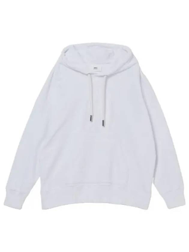 Logo embroidered hooded white sweatshirt - AMI - BALAAN 1