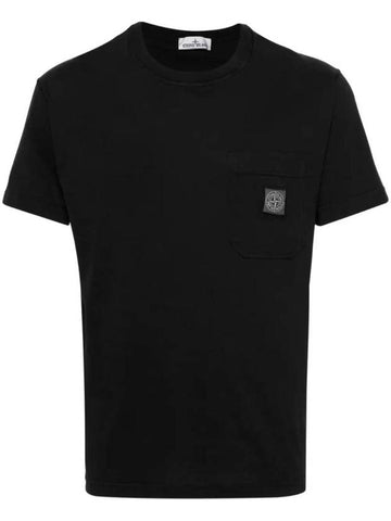 Fissato Treatment Organic Cotton Short Sleeve T-Shirt Black - STONE ISLAND - BALAAN 1