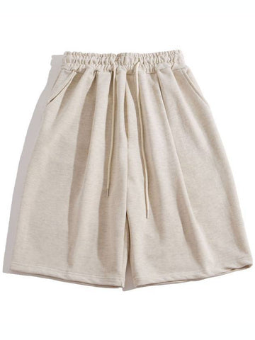 One Tuck Bermuda Sweat Shorts Oatmeal - MOO - BALAAN 1