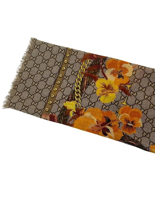 GG Flower Square Shawl Wool Muffler Yellow - GUCCI - BALAAN.