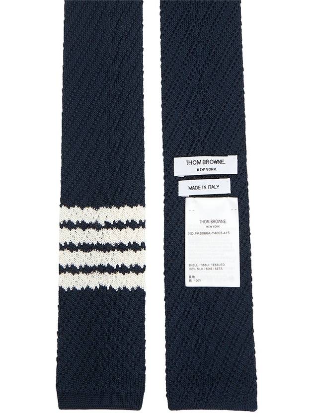 Women's Silk Twill Stitch 4 Bar Tie Scarf Navy - THOM BROWNE - BALAAN 3