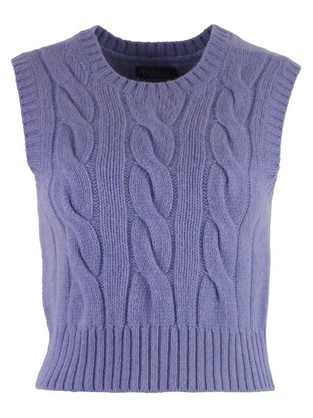 Cropped Cable Wool Cashmere Vest Tailor Purple Heather 24 - POLO RALPH LAUREN - BALAAN 1