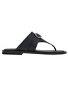 Gancini Leather Flip Flops Black - SALVATORE FERRAGAMO - BALAAN 1