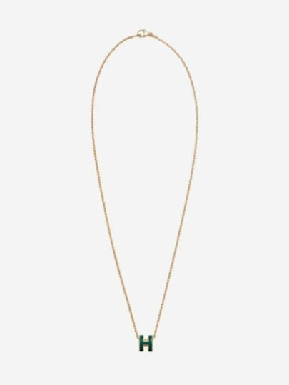 Mini Pop H Pendant Necklace Gold Vert Cypres - HERMES - BALAAN 2