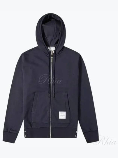 Center Back Stripe Cotton Zip Up Hoodie Navy - THOM BROWNE - BALAAN 2