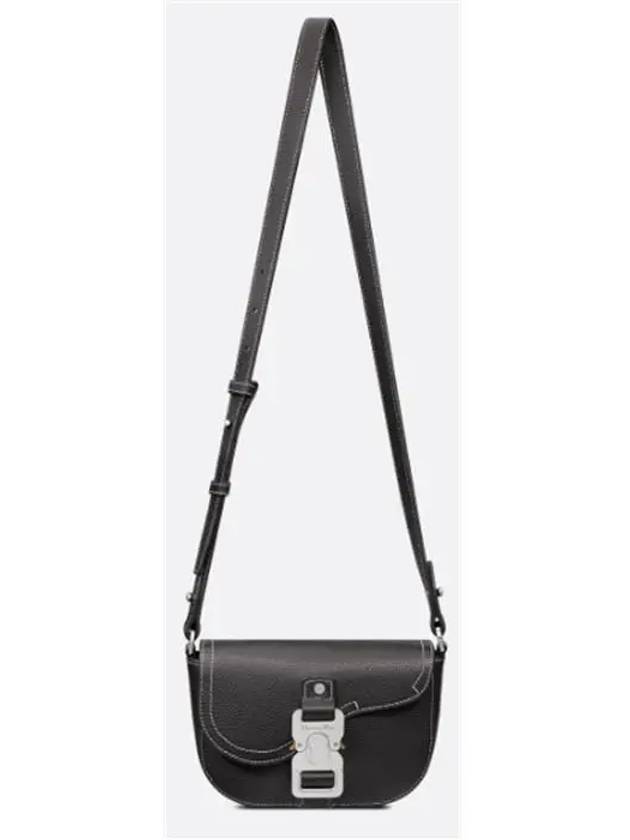 Saddle Strap Grain Calfskin Messenger Bag Black - DIOR - BALAAN 6